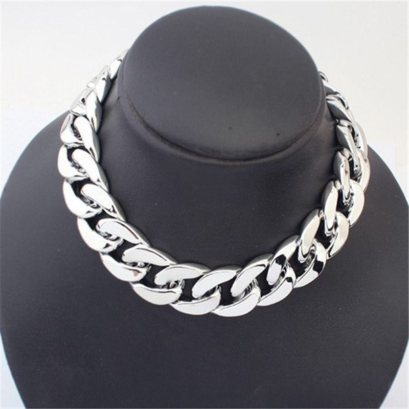 2021 CCB Material Hot Chunky Chain Link Choker Necklace Bold Link