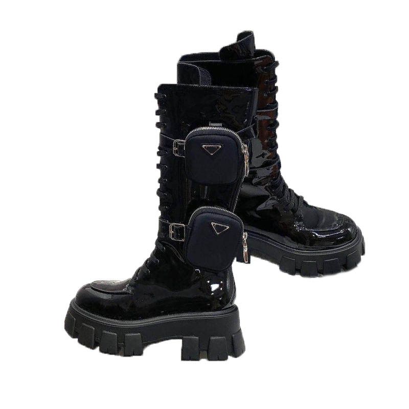 PRADA STIVALI ALTI in Pelle Nera Stile Militare 9.5 suola Vibram Punta  Quadrata 90s EUR 209,79 - PicClick IT