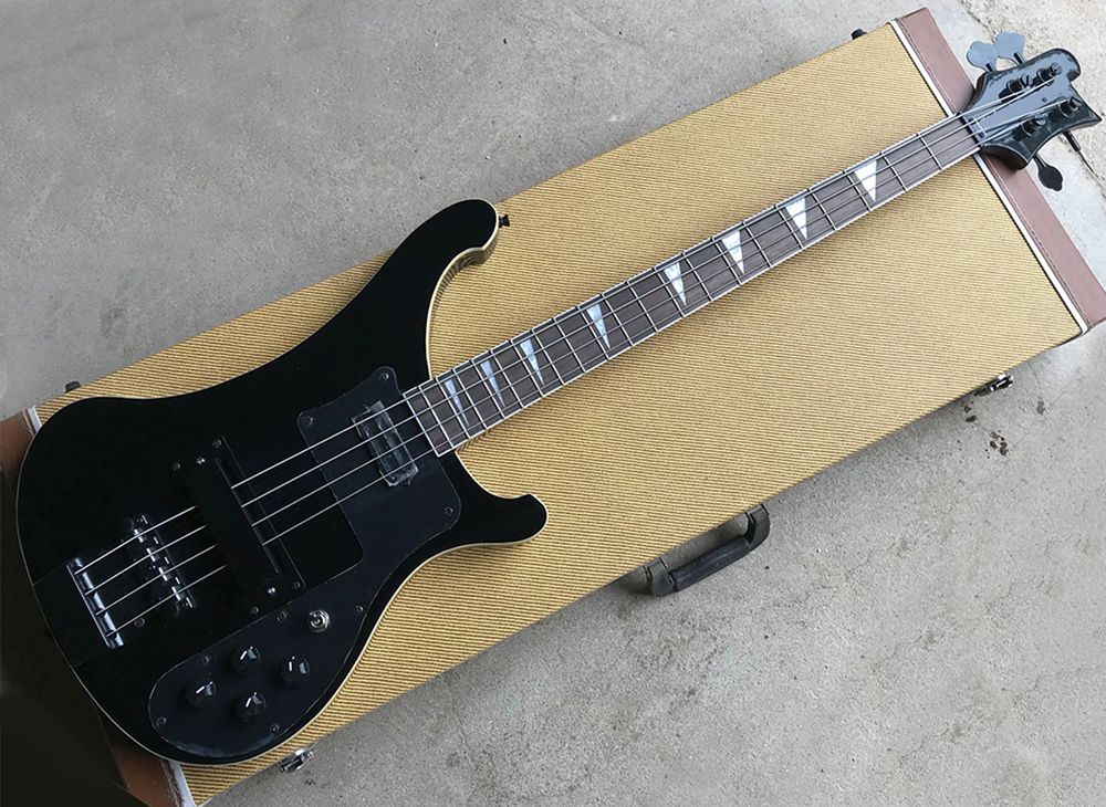 Matte Black 4 Strings 4003 Ricken Electric Bass Guitar With Black