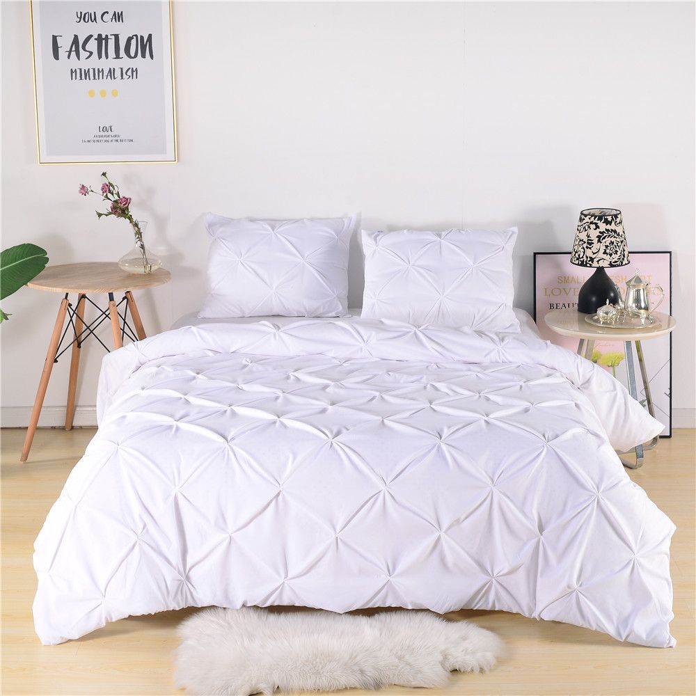 3pcs Quilt Cover Pillowcase Bedding Set Washable Queen Size Ultra Soft Modern 