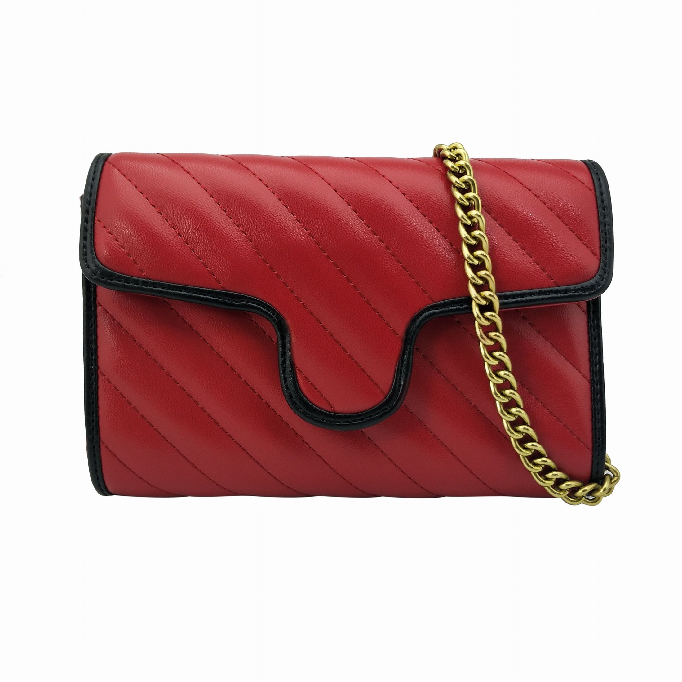red purse with gold chain