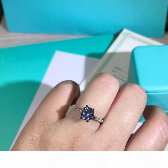 2020 One Cara Round Diamond Ring High Carbon Diamond Main Stone Small Diamond Embracing And Inlaying Six Small Gripper Inner Ring Hollow Art Bod From