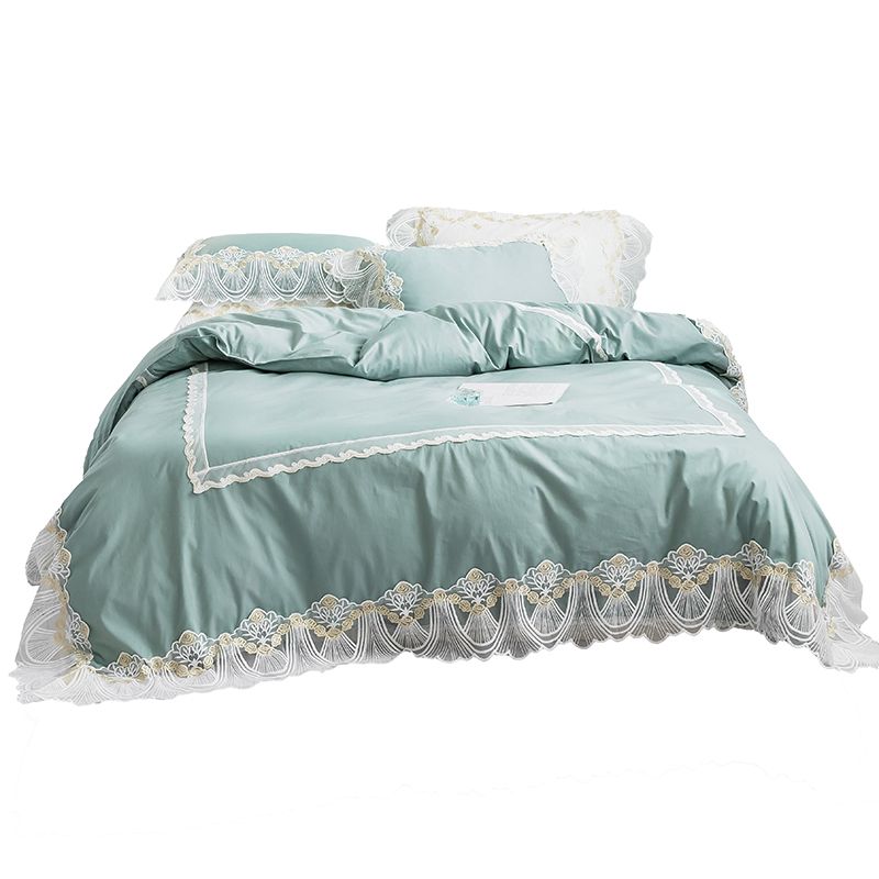 Korean Lace Solid Green Color Bed Set Luxury Pink Bedding Sets King Queen Size Comforter Sets Princess Duvet Cover Set Bed Linen Bedsheet From Queenbedding 159 6 Dhgate Com