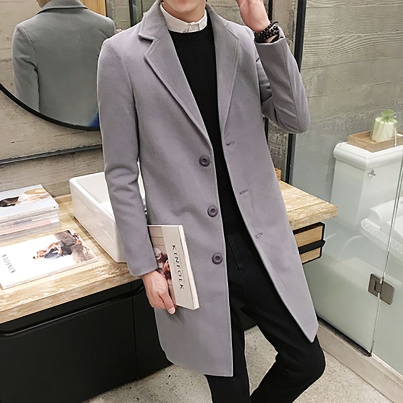 2020 Grey Tweed Long Coats Men Fall 
