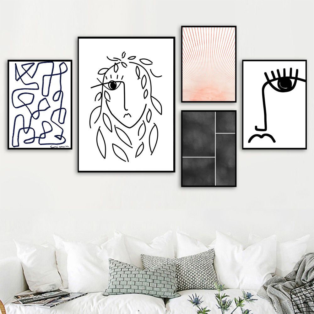 2020 Abstract Line Face Wall Art Poster Mid Century Modern Canvas Print Minimalist Poster Painting Geometric Wall Pictures Home Decor From Goodcomfortable 3 18 Dhgate Com