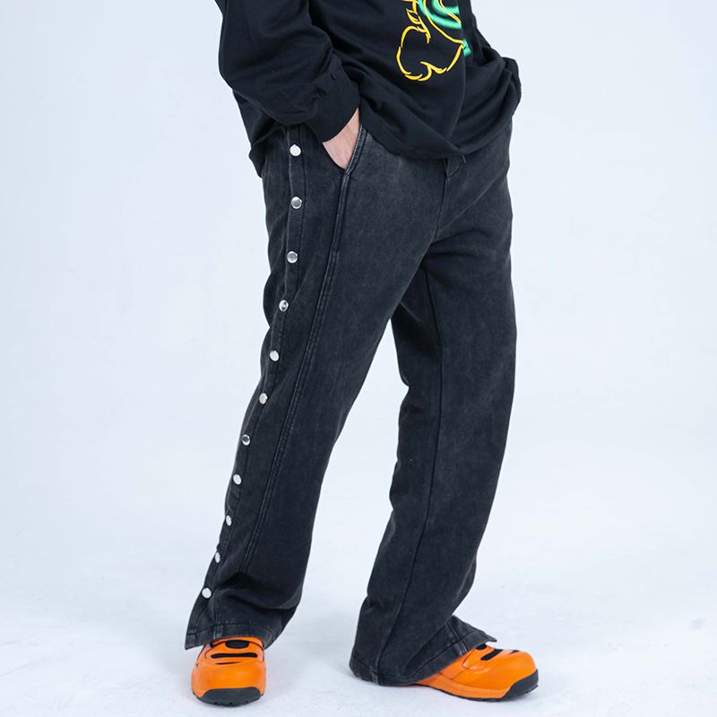 Mens Pants Harajuku Washed Retro Side 