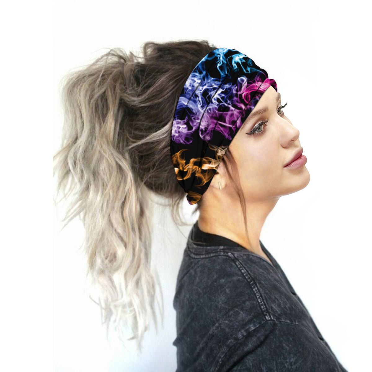 Women Elastic Turban Headbands Yoga Hair Bands Sports Bandana Head Wrap Floral 