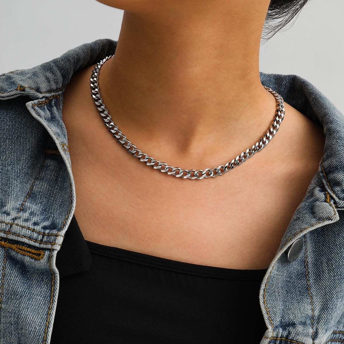 2021 Women Individuality Hip Hop Necklace Stainless Steel