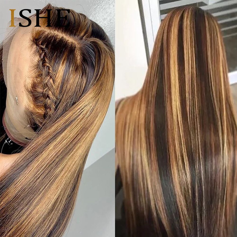 Ombre Highlight Human Hair Wig Brown Honey Blonde Colored 13x6 Lace Front Wigs For Black Women Ombre Highlight Human Hair Wig Brown Honey Blonde Colored 13x6 Lace Front Wigs For Black Women