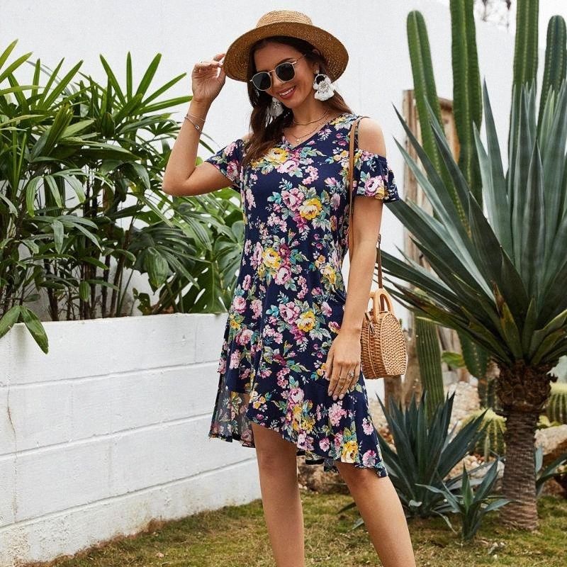 womens blue floral dress