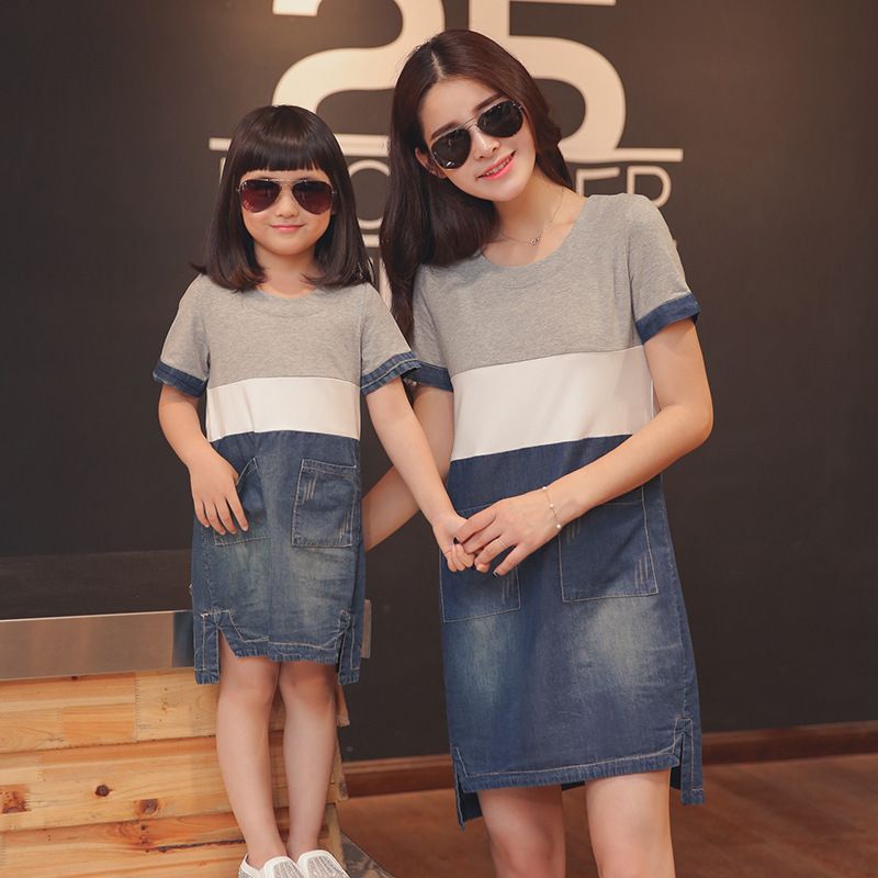 mother daughter matching denim dress