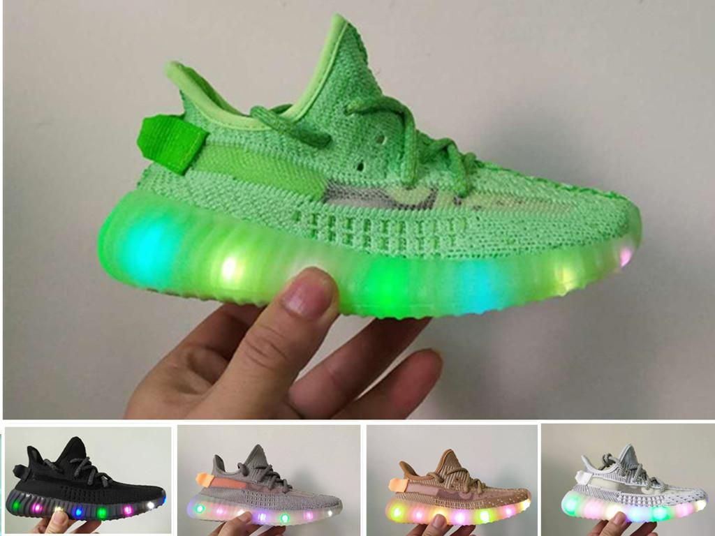 Yeezy Boost 350 V2 zapatos infantiles V2 luz LED luminoso niños corriendo arriba Kanye