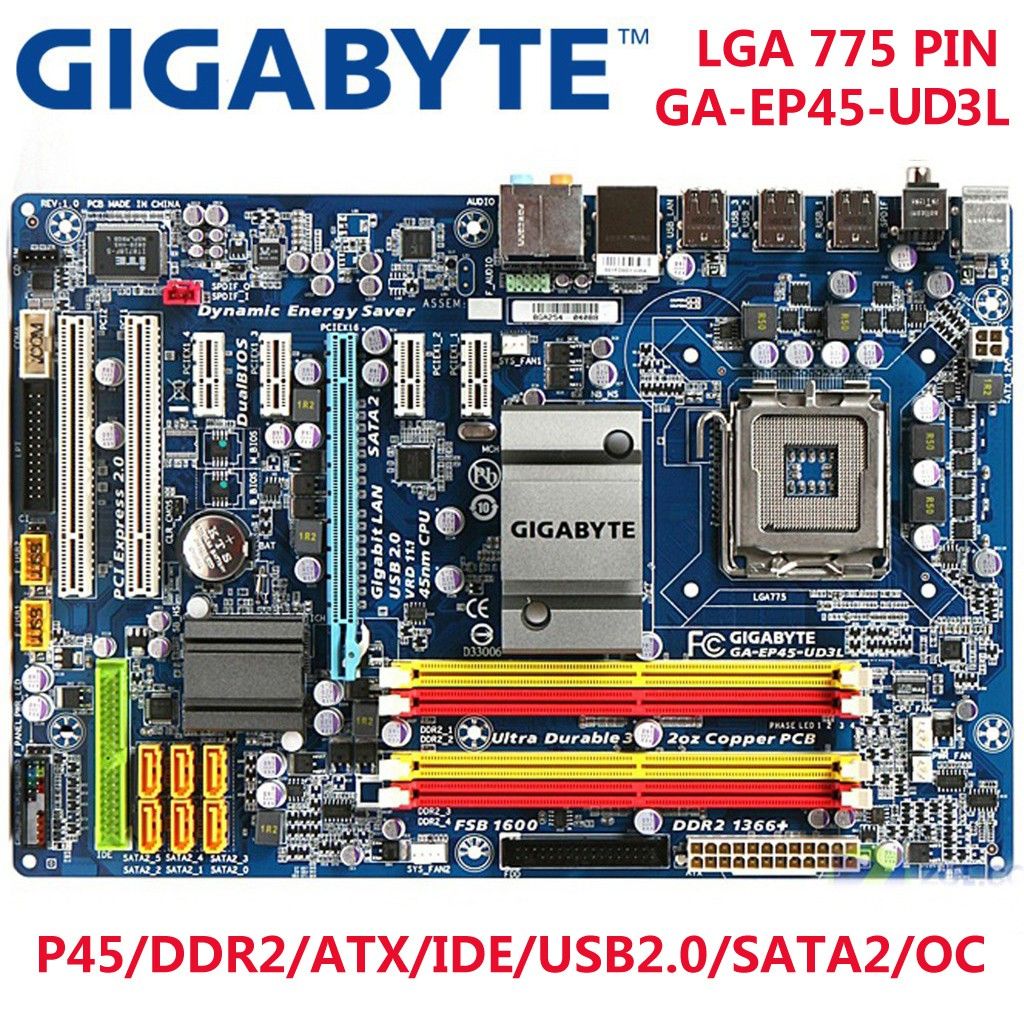 Compre Gigabyte GA EP45 UD3L Mãe LGA 775 DDR2 16GB Computador Desktop  Mainboard EP45 UD3L P45 UD3L ATX Systemboard PCI E 2.0 Usado Barato |  Entrega Rápida E Qualidade | Pt.Dhgate