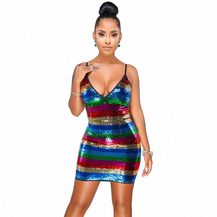 rainbow striped sequin dress