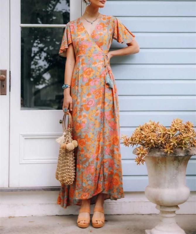 orange boho dress