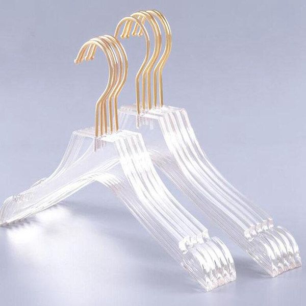 Luxe Clear Acrylic Jurk Hangers met Gouden Haak Transparante shirts Houders inkepingen voor Lady Kids