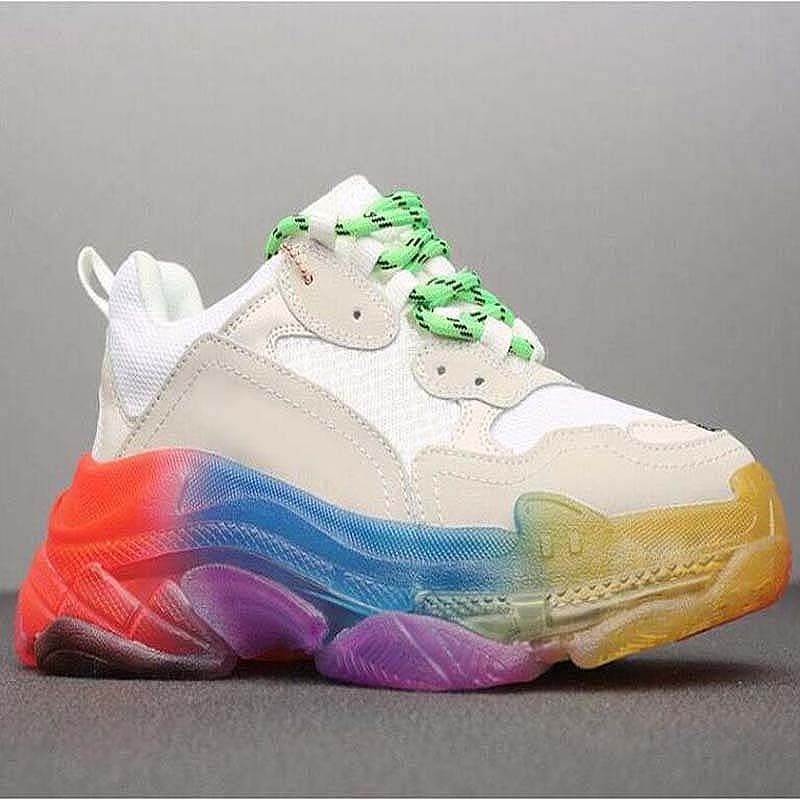 rainbow bottom shoes