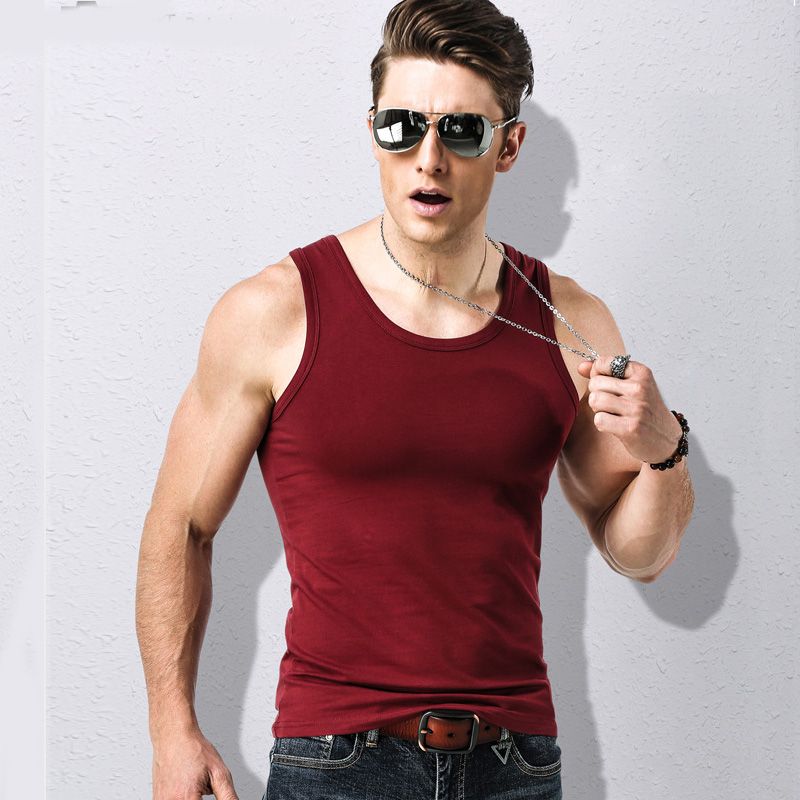 Mens Tank Tops Top Stretch Tight Solid 
