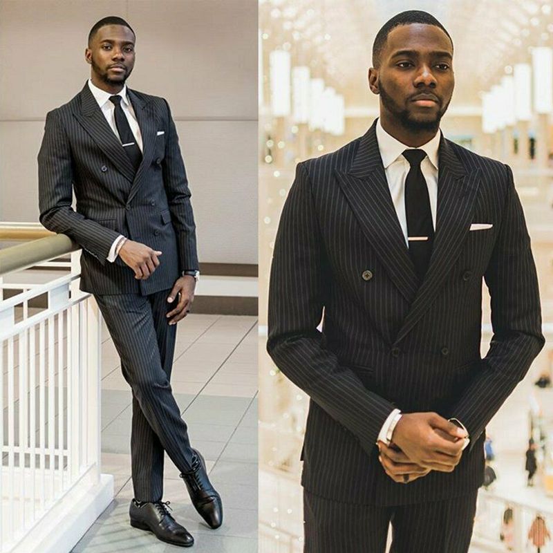 Black pinstripe double breasted suit Clearance