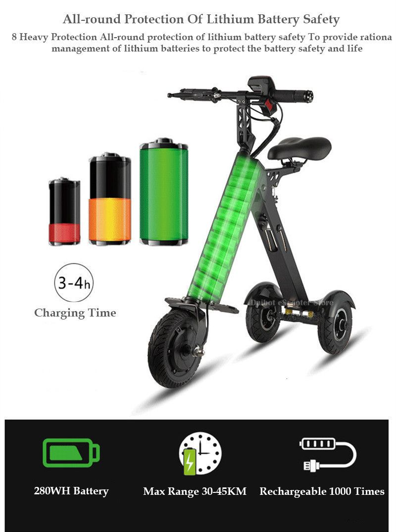 Daibot Folding Three Wheels Electric Scooter Electric Scooters 8`` 250W 36V Portable Electric Bikes Adults With Double Absorber (19)