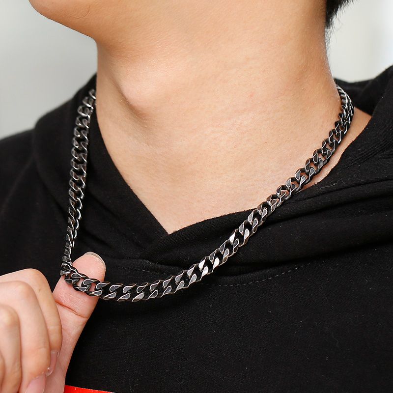 Kn Z Xmas Gifts Mens Boys Stainless Steel Vintage Black Curb Link Chain Necklace 7mm 9mm 50cm From Yueyang86 6 22 Dhgate Com