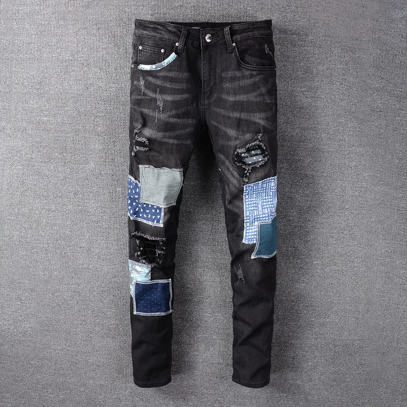 Compre Los Hombres Jeans Marca De Moda Negro Patch Agujero De Estiramiento  Apretado Skinny Jeans Para Hombre Flaco Hommes Corte Tipo Bota Para Los  Hombres A 49,47 € Del Shulanliu | Es.Dhgate.Com