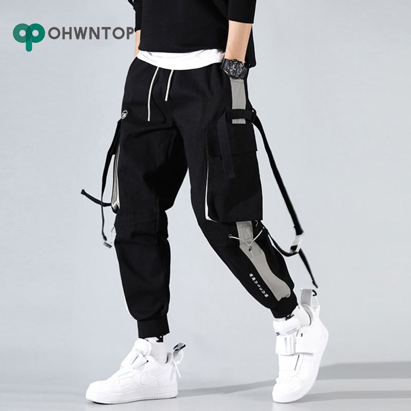 Compra Moda Hombres Cintas Color Bloque Negro Pocket Pantalones De Carga  2020 Joggers Harajuku Sweetpant Hip Hop Pantalones Hombres Sweetpants  Barato | Entrega Rápida Y Calidad | Es.Dhgate