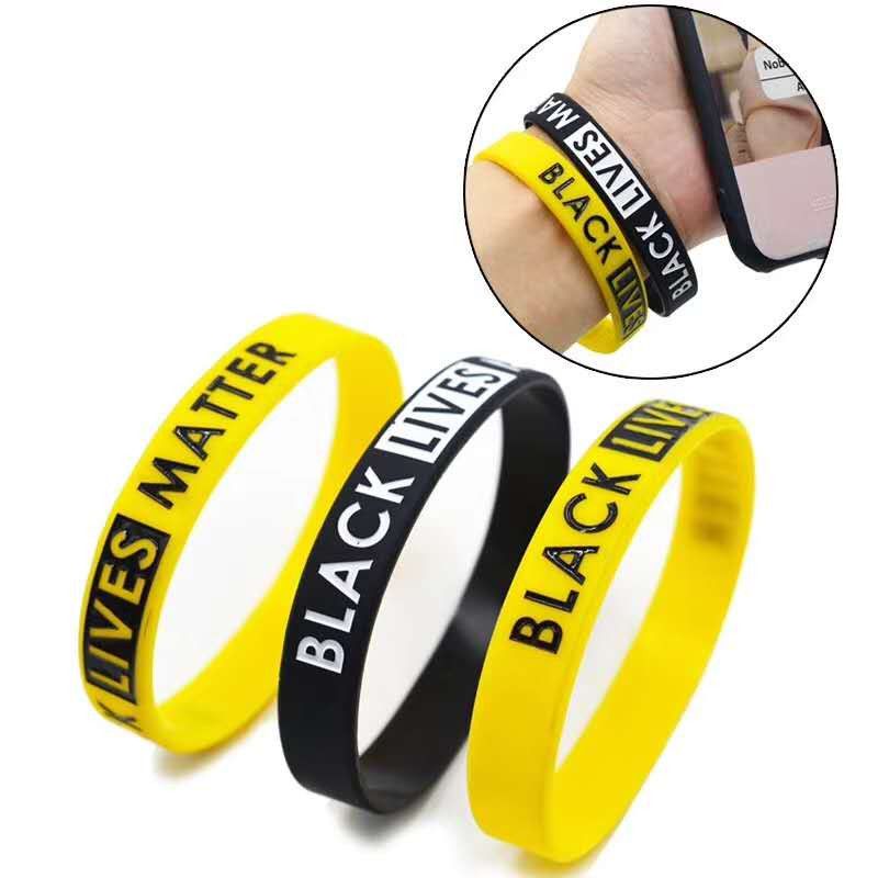 Cooluckday Black Lives Matter Bracelet Silicone Wristband Bracelets Black Rubber Bangle Bracelet 10 Pcs 