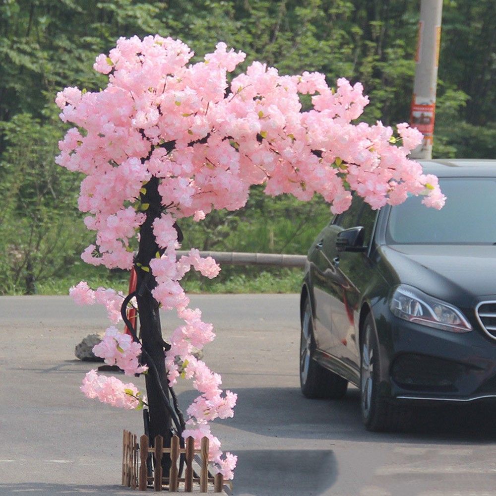 50 pcs Branco Artificial Flor De Cerejeira Flor De Flores Pendurado Sakura  Tree Haste for Centerpieces