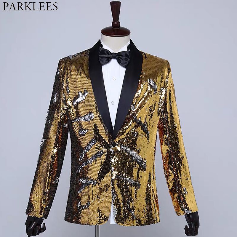 yellow sequin suit