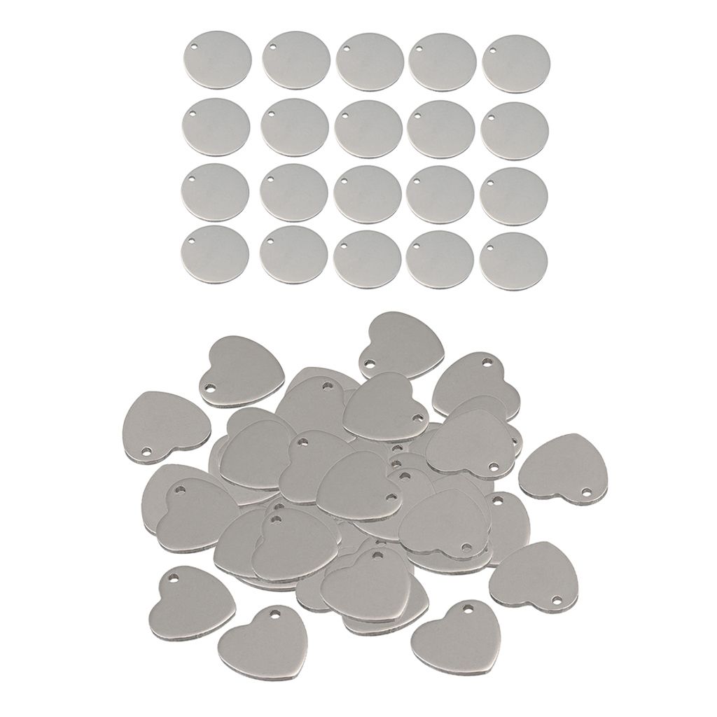 60x Metal Flat Round Tags Blank Coin Charm Tag Pendant Engrave Disc Coins