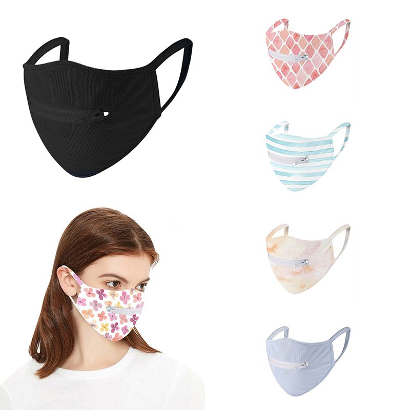 2020 New Style Zipper Face Masks Ultra Thin Breathable Mesh Single Layer Cycling Anti UV Dust