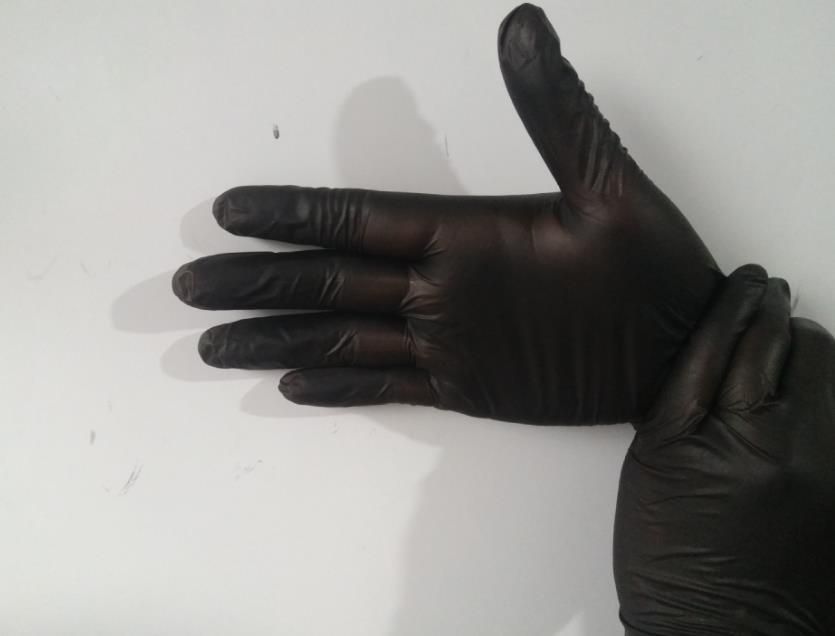 black rubber cleaning gloves