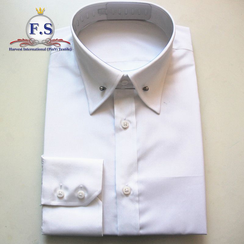 white pin collar dress shirt