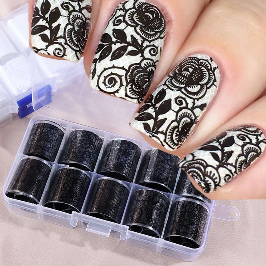 Black White Lace Transfer Foil For Nails Hollow Flower Sliders Decals Manicure  Nail Art Decorations Stickers Decor CH1017 From Daydaycame, $2.64 |  DHgate.Com
