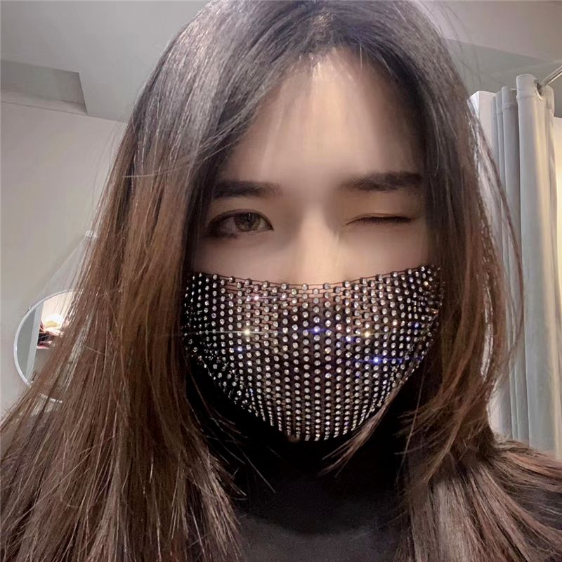 Acheter Pas Cher Sparkly Strass Mesh Masque Cristal Noir Mascarade