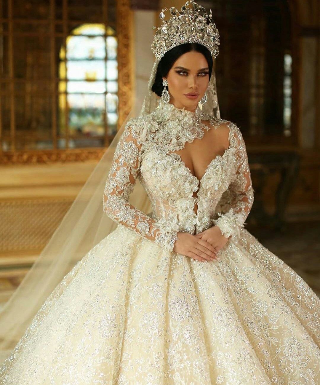 High Neck Muslim Style Wedding Dresses 