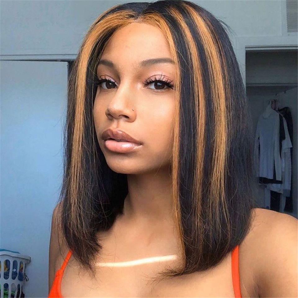 Highlights Color Full Lace Human Hair Wigs Short Bob Wig Brazilian Remy Hair 13X6 Deep Part Highlights Color Full Lace Human Hair Wigs Short Bob Wig Brazilian Remy Hair 13X6 Deep Part