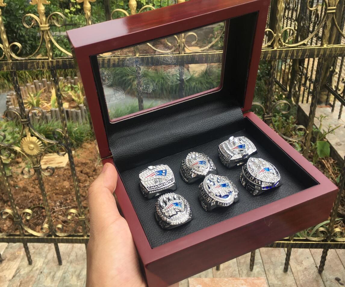 6Pcs Patriot ring set with wooden box