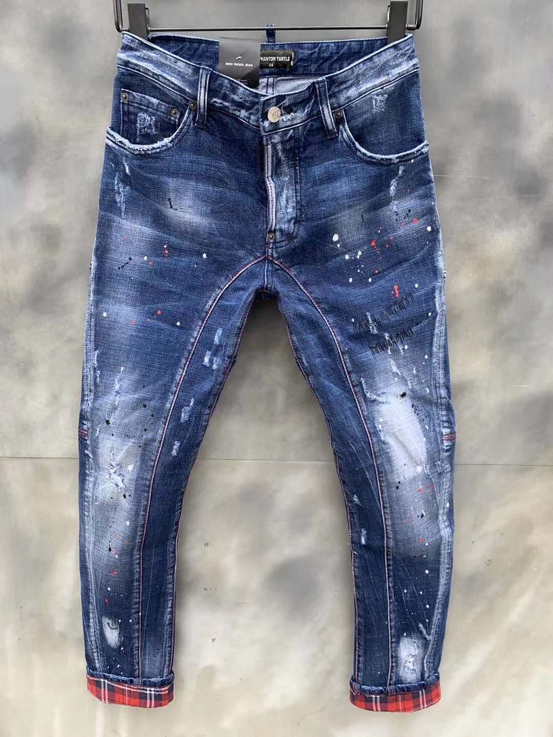 DSQ PHANTOM TURTLE Classic Fashion Man Jeans Hip Hop Rock Moto Mens ...