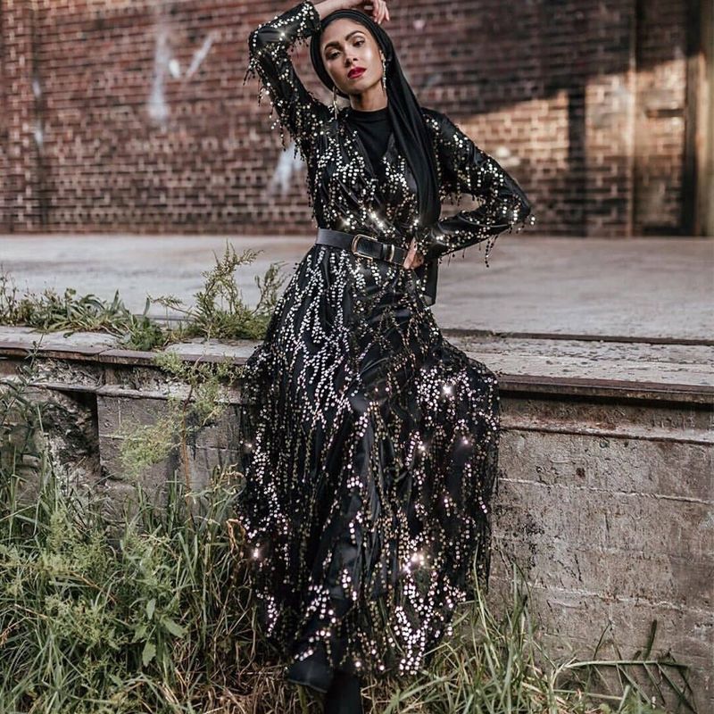 2020 Sequin Abaya Turkish Dresses Hijab Muslim Dress Dubai Abayas For Women Caftan Marocain Kaftan Islamic Clothing Tesettur Elbise From Rossaflavor7 42 05 Dhgate Com