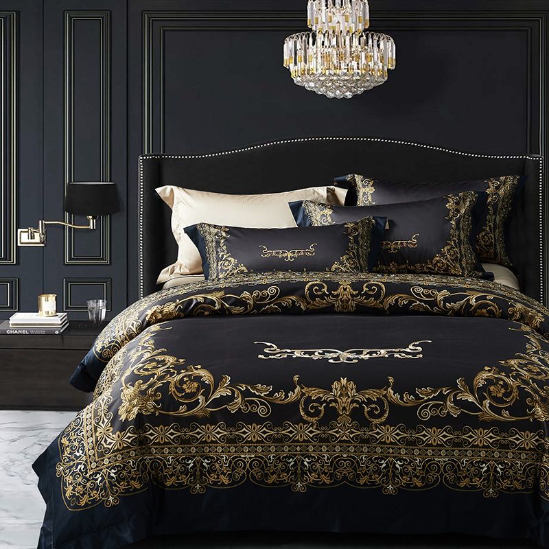 Whole And Retail Luxury Black Gold Bedding Set 100s Silky Egyptian Cotton Duvet Cover Sets Queen King Size Bed Linen Sateen Bedsheets From Yong8 311 54 Dhgate Com Egyptian Cotton Duvet Cover Sets, Upscale King Size Bedspreads