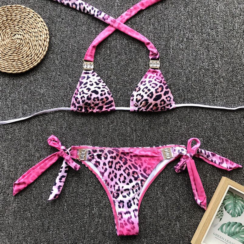 pink leopard bathing suit