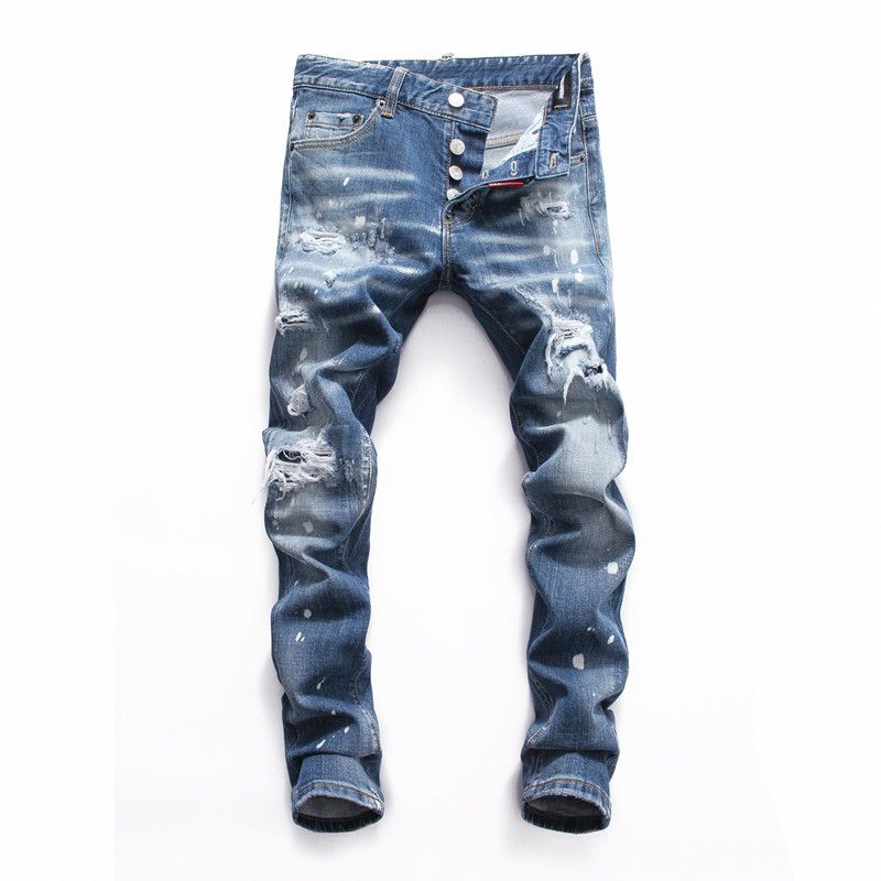 Compra Venta Al Por Mayor Pantalones Clásicos De Hip Hop De Los Pantalones  Vaqueros De Diseño Para Hombre Pantalones Delgados Rectos Flacos Del  Motorista Loophole Hombres Jeans Rasgados Pantalones Cortos De Mezclilla
