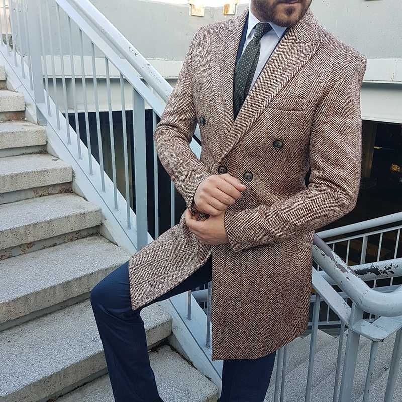 Double breasted tweed overcoat Outlet