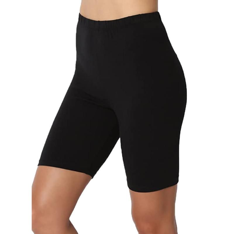 2020 Sport Solid Mid Thigh Stretch Cotton Span High Waist