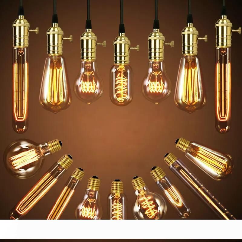 40w Retro Lamp Edison Bulb St64 Vintage Socket Diy Rope Pendant