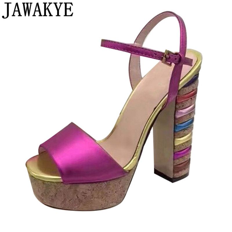 colorful chunky heels