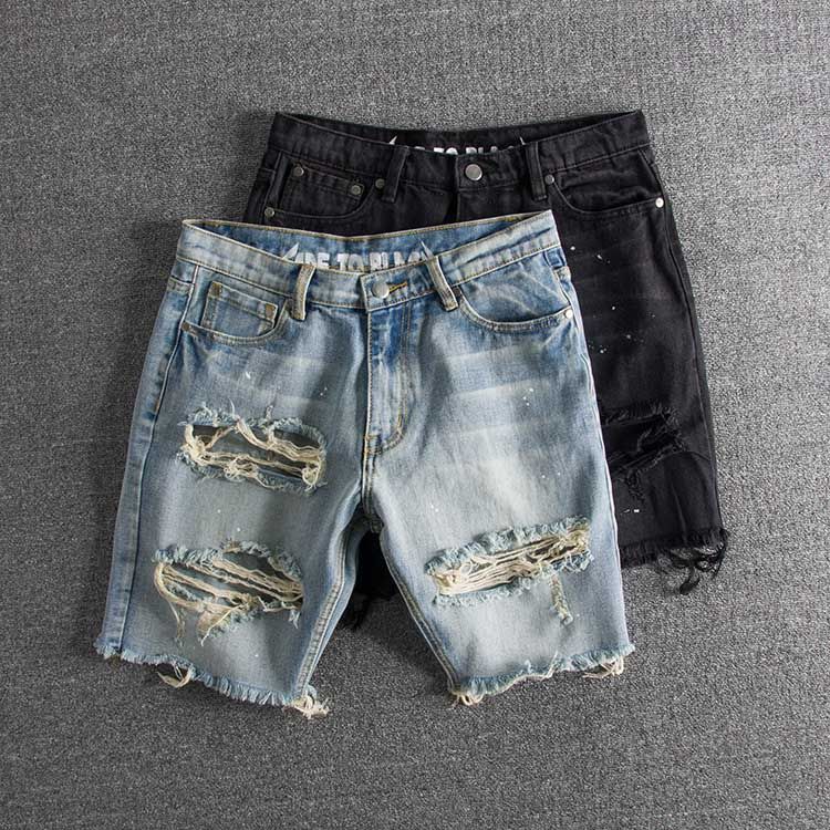 Groothandel Heren Korte Broeken Voor 56,56 €, Haal Zwart / Blauw Gescheurd  Denim Shorts Heren Gewassen Vernietigde Knie Gat Korte Jeans Streetwear  Mannelijke Noodlijdende Hiphop Jeans Shorts Van Sellerxz Online Winkel  |DHgate