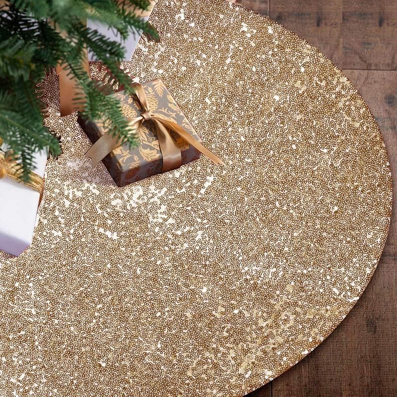 Christmas Tree Skirts Sparkly Tree Skirt Fabric Carpet Round Gold
